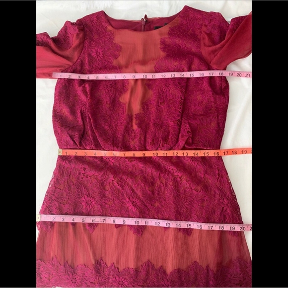 NEW $568 Tadashi Shoji Meadow Chiffon Lace Dress - Picture 8 of 8